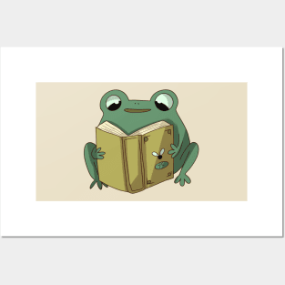 Cute frog reading Posters and Art